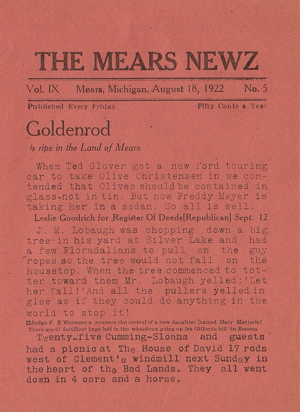 Page 1 of Goldenrod is ripe in the Land of Mears